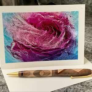 Modern fine art photo card frozen rose Strathmore paper, Envelope